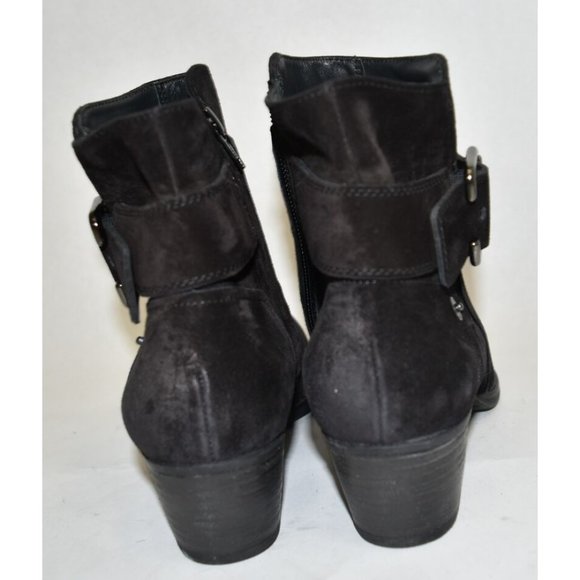$500 PAUL GREEN JANO MOTO BOOTIE BIKER HARDWARE BLACK SUEDE 8 (B6) - Picture 4 of 8
